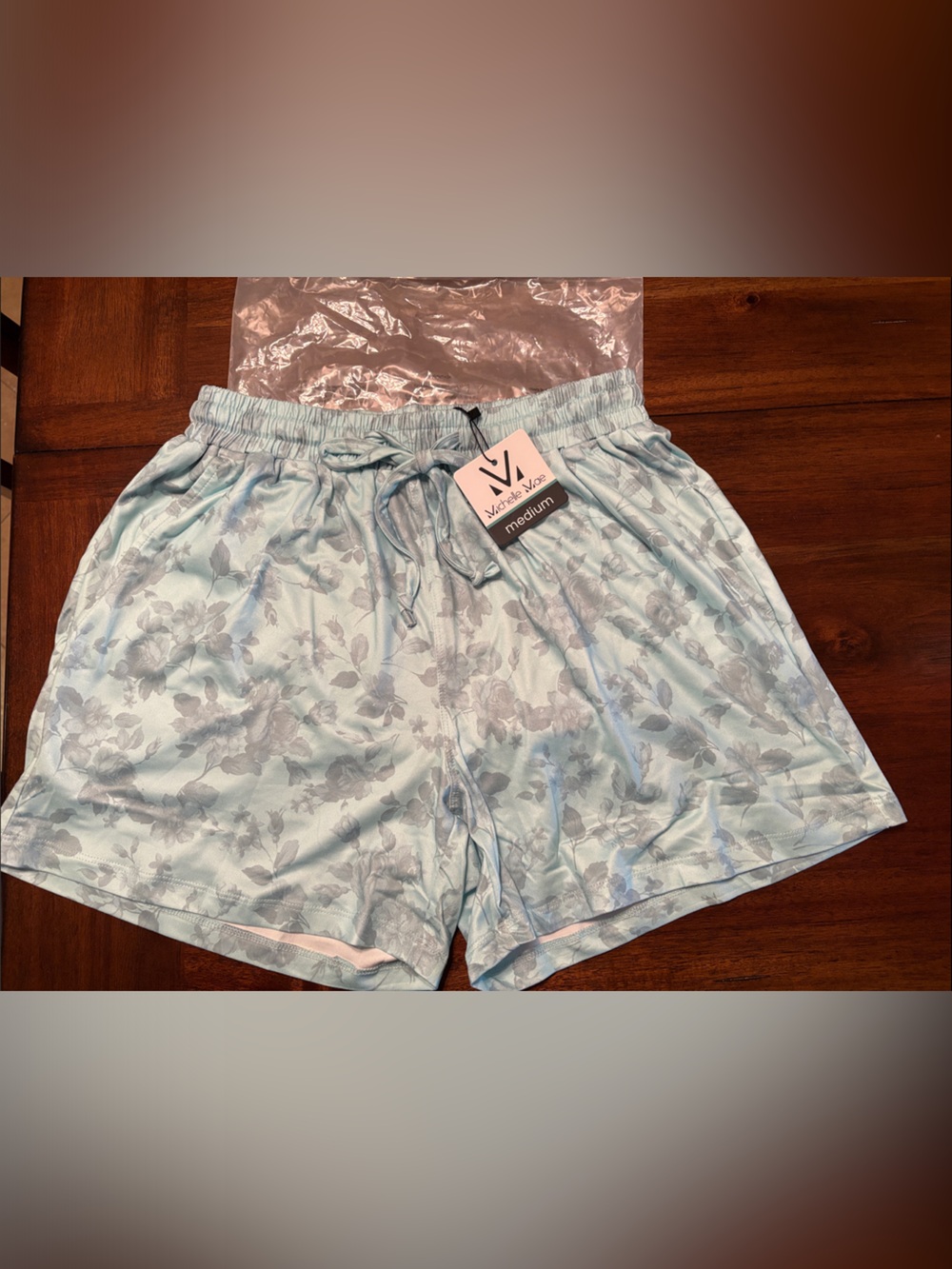 Michelle Mae Light Blue Floral Shorts - V Material Tag